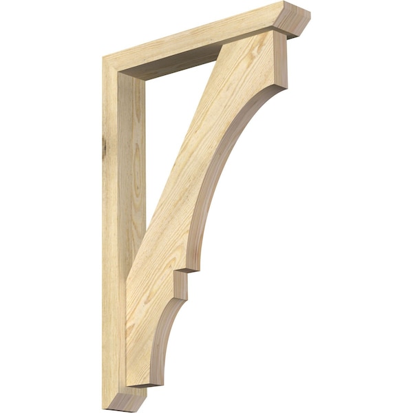 Ekena Millwork Balboa Slat Rough Sawn Bracket w/ Offset Brace, Douglas Fir, 4"W x 22"D x 34"H BKT0402X22X34BOA06RDF - main